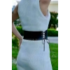 İp Detaylı Şık Harness Kemer, Deri Korse Kemer - Brf607