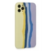 iPhone 11 Pro Kılıf Ebruli Lansman Silikon - Sarı-Lila