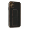 iPhone 12 Kılıf Coco Karbon Standlı Kapak - Siyah
