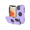 iPhone 12 Kılıf Elit Yüzüklü Kapak - Mor