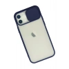 iPhone 12 Kılıf Palm Buzlu Kamera Sürgülü Silikon - Lacivert