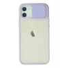 iPhone 12 Kılıf Palm Buzlu Kamera Sürgülü Silikon - Lila