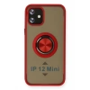 iPhone 12 Mini Kılıf Montreal Yüzüklü Silikon Kapak - Kırmızı