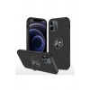 iPhone 12 Pro Kılıf Elit Yüzüklü Kapak - Siyah