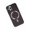 iPhone 12 Pro Max Kılıf Coco Deri Magneticsafe Silikon - Derin Mor