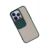 iPhone 13 Pro Kılıf Palm Buzlu Kamera Sürgülü Silikon - Yeşil