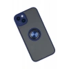 iPhone 14 Kılıf Montreal Yüzüklü Silikon Kapak - Lacivert