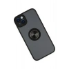 iPhone 14 Kılıf Montreal Yüzüklü Silikon Kapak - Siyah