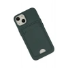 iPhone 14 Plus Kılıf Kelvin Kartvizitli Silikon - Koyu Yeşil
