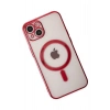 iPhone 14 Plus Kılıf Magneticsafe Lazer Silikon - Kırmızı