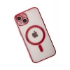 iPhone 14 Plus Kılıf Magneticsafe Lazer Silikon - Kırmızı