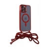 iPhone 14 Pro Max Kılıf Divo Lazer Askılı Magsafe Kapak - Kırmızı
