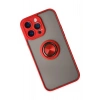 iPhone 14 Pro Max Kılıf Montreal Yüzüklü Silikon Kapak - Kırmızı