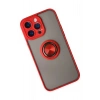 iPhone 14 Pro Max Kılıf Montreal Yüzüklü Silikon Kapak - Kırmızı