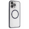 iPhone 15 Pro Kılıf Metal Bumper Magneticsafe Kapak - Lacivert