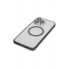 iPhone 15 Pro Max Kılıf Metal Bumper Magneticsafe Kapak - Siyah