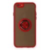 iPhone 6 Kılıf Montreal Yüzüklü Silikon Kapak - Kırmızı