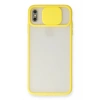 iPhone X Kılıf Palm Buzlu Kamera Sürgülü Silikon - Sarı