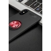 iPhone XS Max Kılıf Range Yüzüklü Silikon - Siyah-Kırmızı