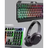 Işıklı  Klavye Mouse Ve Bluetooth Kulaklık Seti Türkçe Q Usb