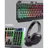 Işıklı Oyuncu Klavye Mouse Ve Bluetooth Kulaklık Seti Türkçe Q Usb