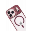  Apple iPhone 17 Pro Max Remim Lensli Magsafe Standlı Kapak - Bordo