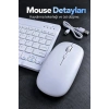 Kablosuz Klavye Mouse Seti Beyaz Türkçe Q