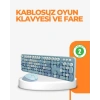 Kablosuz Retro Klavye Ve Mouse Seti – 104 Tuşlu Sevimli Tasarım