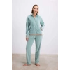 Kadife Dokulu Uzun Kollu Sweatshirt Ve Pantolon Takımı