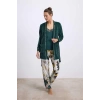 Kadife Sabahlık, Dantelli Atlet Ve Desenli Pantolon Pijama Takımı