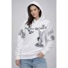 Kadın 3 İplik Pamuklu Kapüşonlu Baskılı SweatShirt hoodie - Beyaz