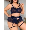 Kadın 4 Parça Büyük Beden Klasik  Seksi Fantezi Gecelik 8003