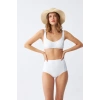 Kadın Basic Beyaz Pedli Yüksek Bel Bikini Takımı