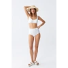 Kadın Basic Beyaz Pedli Yüksek Bel Bikini Takımı