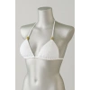 Kadın Beyaz Pedli Üçgen Bikini Üstü Halter Bağlamalı Aksesuarlı