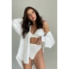Kadın Beyaz Yüksek Bel Dolgusuz Slip Takım