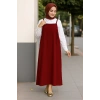 Kadın Bordo Basic Ayarlanabilir Askılı Jile Elbise