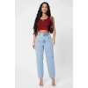 Kadın Bordo Kare Yaka Crop Top Bluz