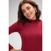Kadın Bordo Kaşkorse Balıkçı Yaka Uzun Kollu Bodycon Mini Elbise