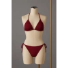 Kadın Bordo Yandan Ve Boyundan Bağlamalı Bikini Mayo Takımı
