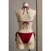 Kadın Bordo Yandan Ve Boyundan Bağlamalı Bikini Mayo Takımı