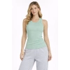 Kadın Fitilli Atlet Sıfır Yaka Slim Fit Arka Baskılı Spor Atlet - Mint Yeşili