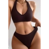 Kadın Kahverengi Seamless Tanga Sütyen Takım