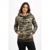 Kadın Kamuflaj Desenli 2 İplik 4 Mevsim Kapüşonlu Kanguru Cepli Hoodie Sweatshirt - Kamuflaj