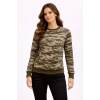 Kadın Kamuflaj Desenli 2 İplik 4 Mevsim Uzun Kollu Bisiklet Yaka Sweatshirt - Kamuflaj