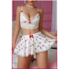 Kadın Kirazlı Fiyonklu Seksi Kostüm