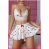 Kadın Kirazlı Fiyonklu Seksi Kostüm