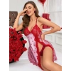Kadın Kırmızı kalp Desenli saten Gecelik 2220