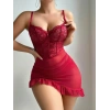 Kadın Kırmızı Transparan Fantezi Gecelik 2299