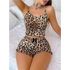 Kadın Leopar Desenli Askılı Şortlu Pijama Takımı 5239